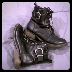 Black buckle boots